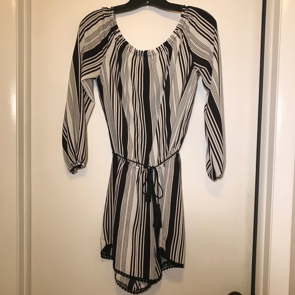 Black and White Striped Romper